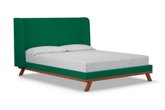 Tatum Upholstered Platform Bed :: Leg Finish: Pecan / Size: Full Size