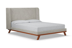 Tatum Upholstered Platform Bed :: Leg Finish: Pecan / Size: Full Size