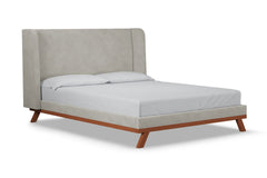 Tatum Upholstered Platform Bed :: Leg Finish: Pecan / Size: King