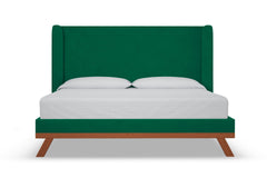 Tatum Upholstered Platform Bed :: Leg Finish: Pecan / Size: King