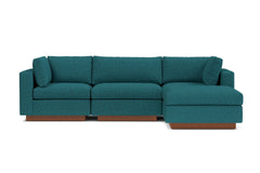 Taylor Plush 4pc Modular Chaise Sectional Sofa :: Leg Finish: Pecan