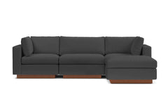 Taylor Plush 4pc Modular Chaise Sectional Sofa :: Leg Finish: Pecan