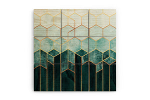 Teal Hexagons Wall Mural by Elisabeth Fredriksson