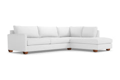 Tuxedo 2pc Sleeper Sectional :: Leg Finish: Pecan / Configuration: RAF - Chaise on the Right / Sleeper Option: Deluxe Innerspring Mattress