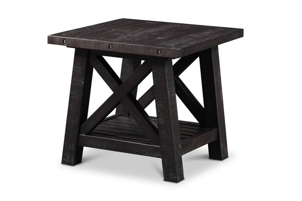 Rustic black side outlet table